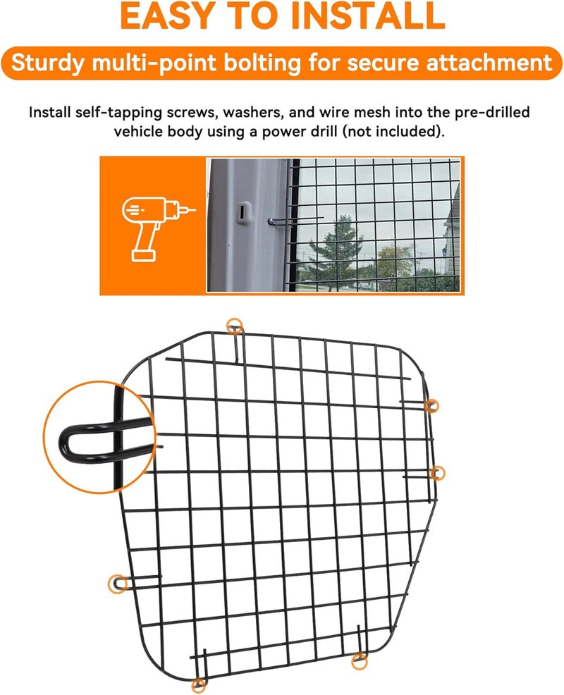 MELIPRON Window Security Screens Fit for Ford Transit Low Roof Cargo Van Rear Door Safety Screens 2PCS - Image 3